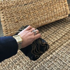 J. Crew Black Bronxe Floral Zipper Clutch